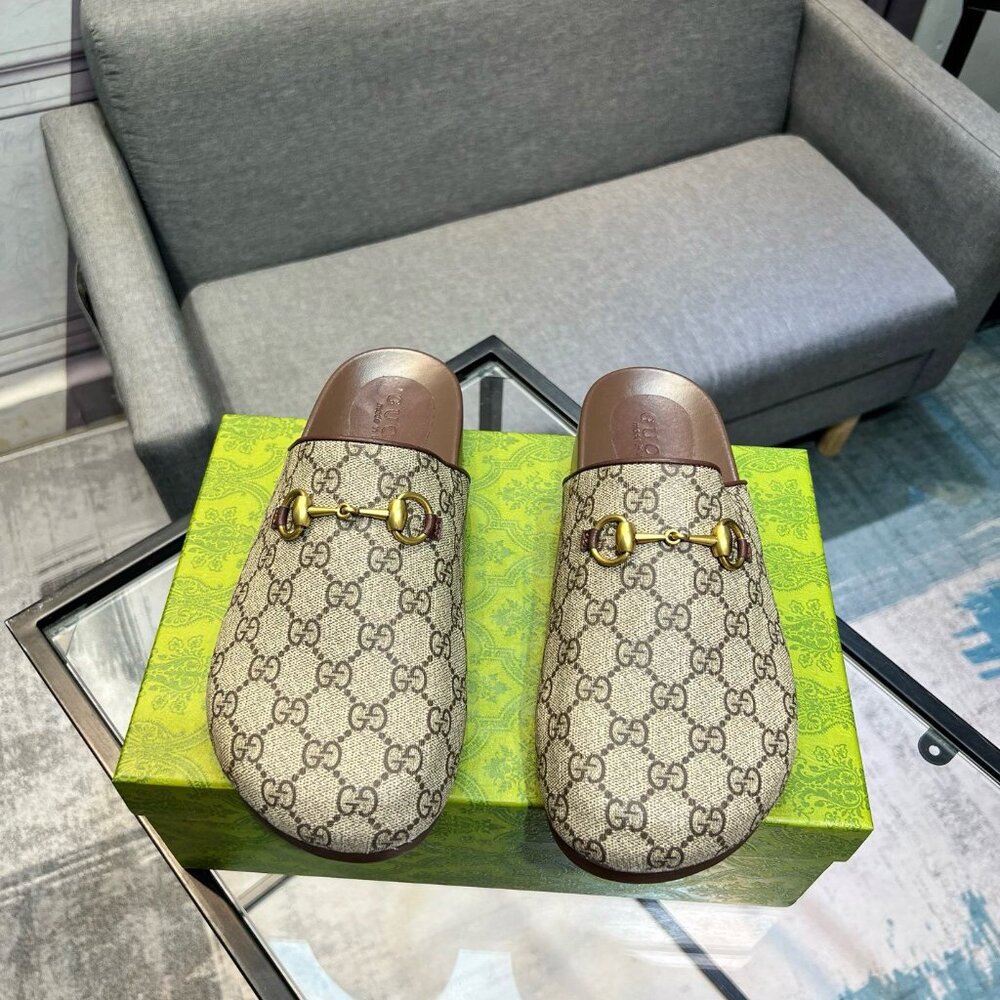 Gucci Beige Monogram Clogs - image 1